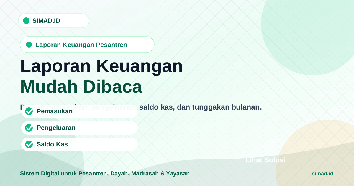 Cover artikel contoh laporan keuangan pesantren SIMAD.ID