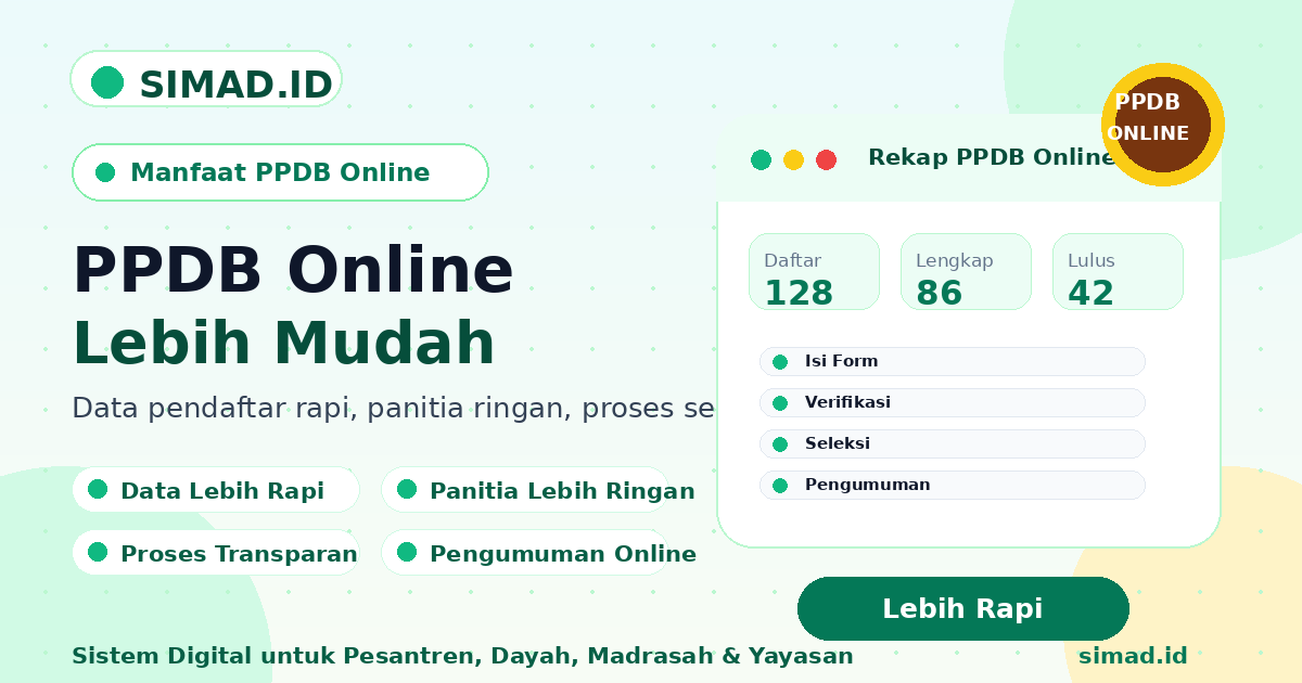 Cover artikel manfaat PPDB online untuk pesantren SIMAD.ID